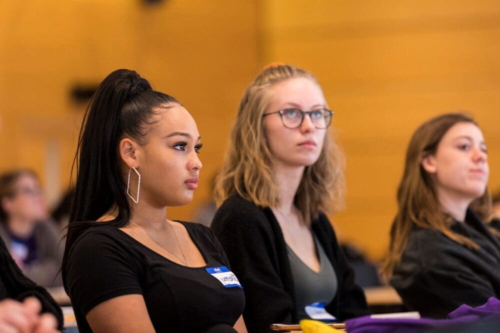 High school kids listen to faculty discuss the ideas behind Mis/DisInformaion